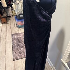 VENUS Midnight Blue sparkle pant suit disguised as elegant, form fitting dress